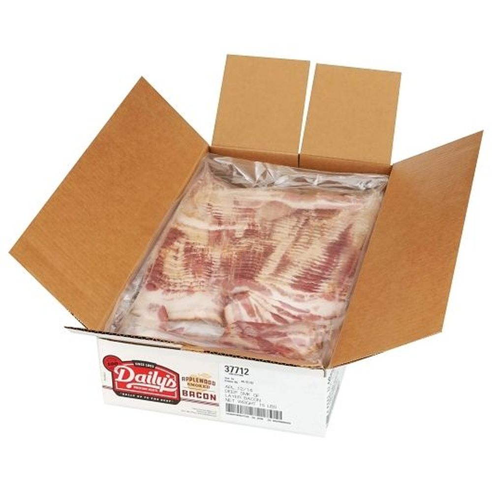 Dailys 12/14 Layered Gas Flushed Deep Applewood Smoked Center Cut Bacon, 15 Pound
