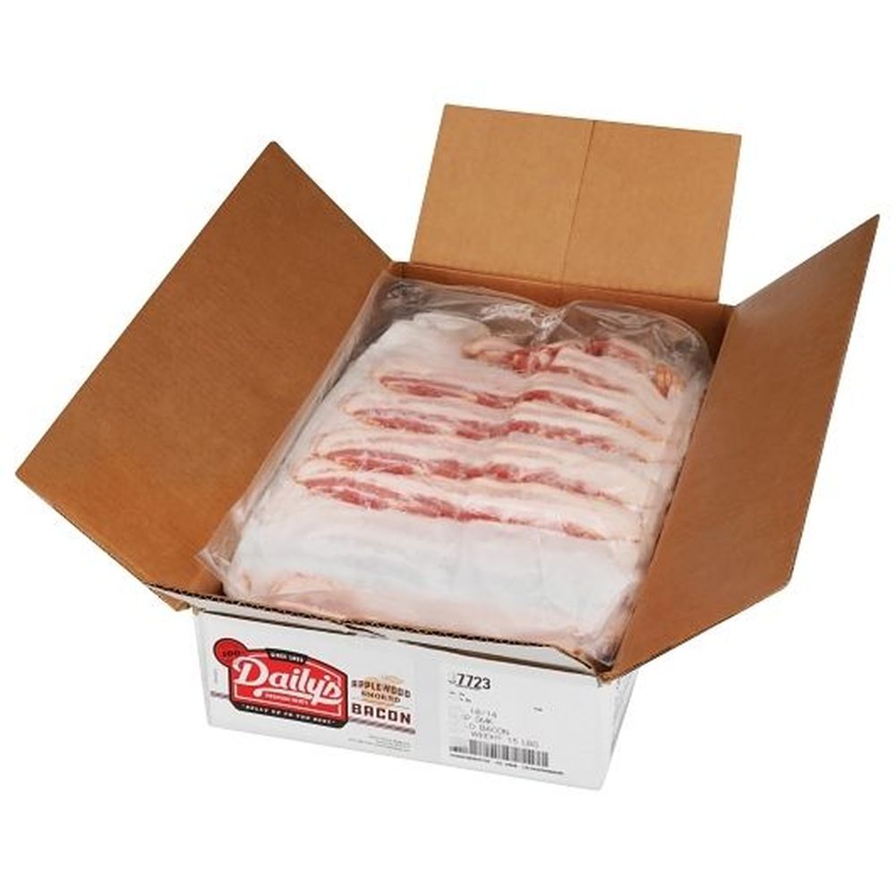Dailys Lo-Gas Flushed 10/14 Deep Applewood Smoked Center Cut Bacon, 15 Pound