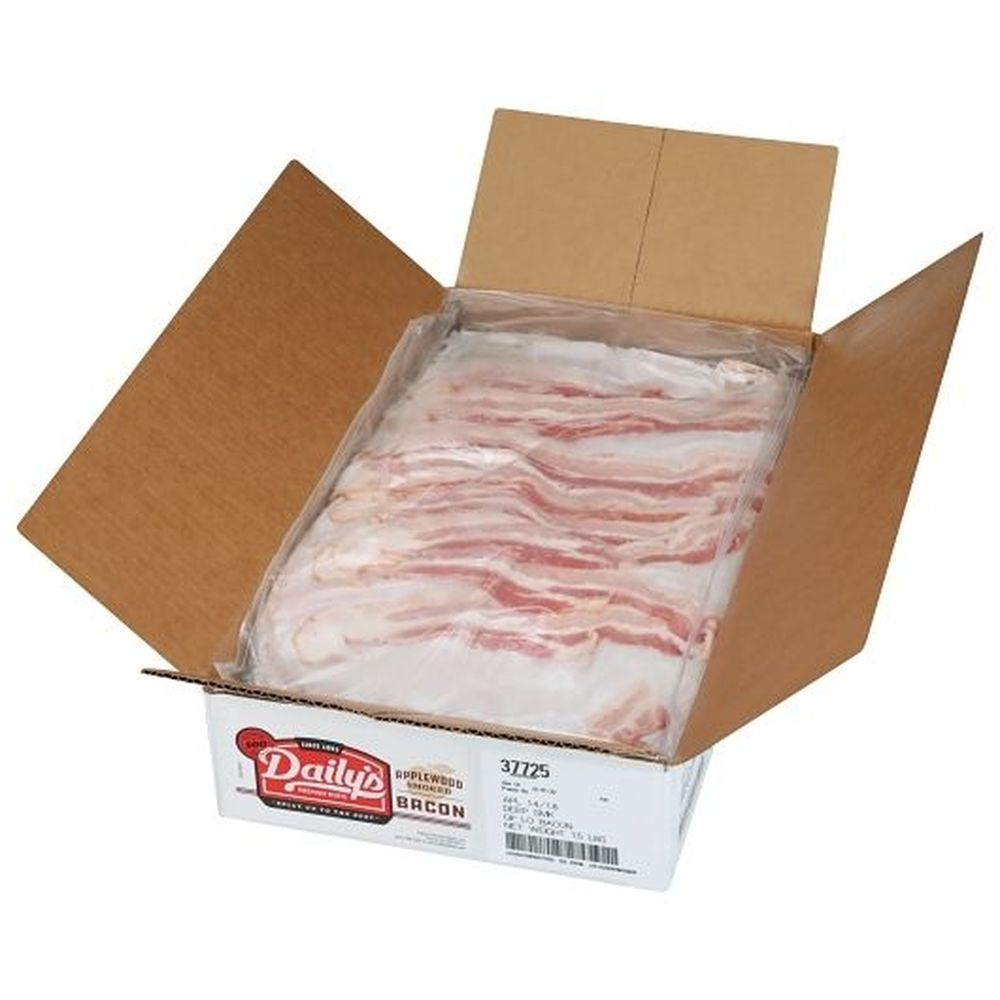 Dailys Lo-Gas Flushed 14/18 Deep Applewood Smoked Center Cut Bacon, 15 Pound