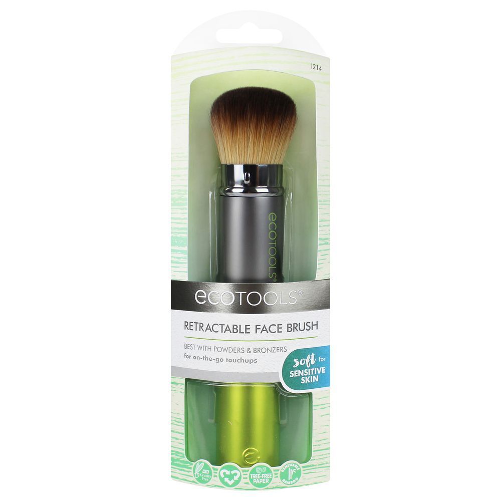 Ecotools Retractable Soft Face Brush For Sensitive Skin -- 2 Per Case