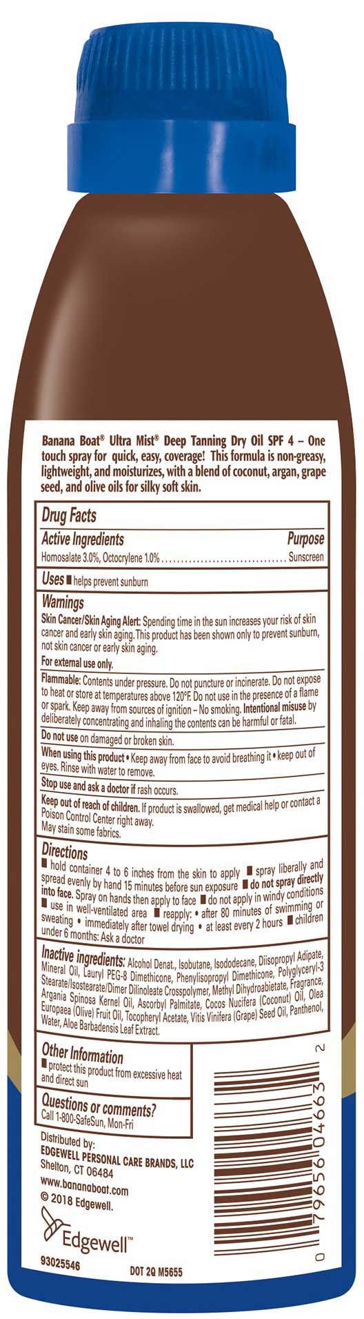 Banana Boat Deep Tanning Dry Oil Spf 4 Clear Sun Screen Spray, 6 Ounce Bottle -- 12 Per Case