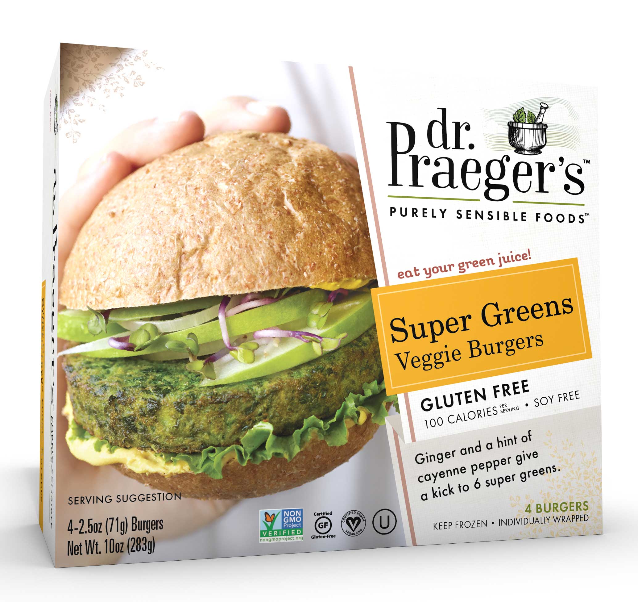 Dr Praegers Super Greens Teff Hemp Veggie Burger, 10 Ounce -- 6 per case