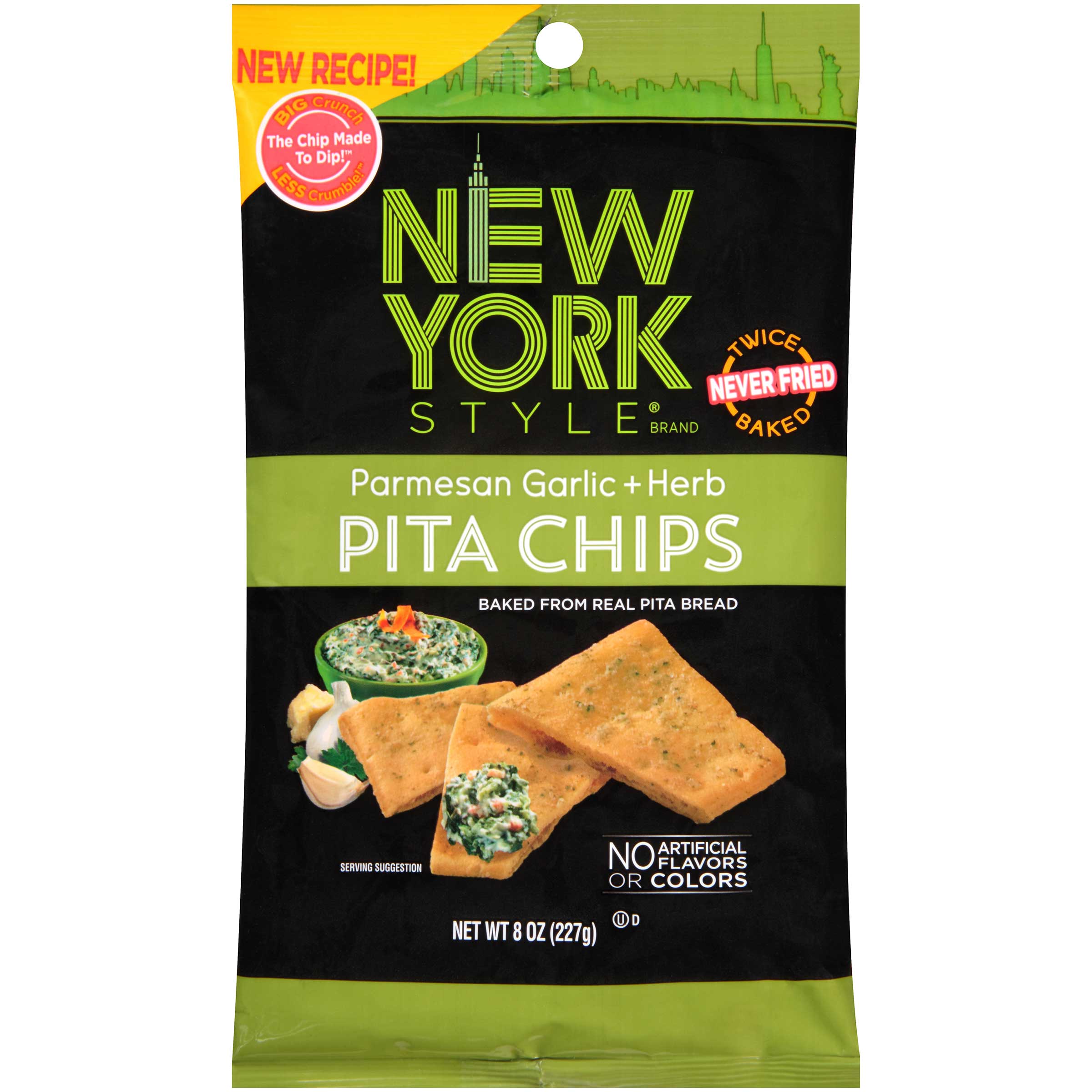 New York Style Garlic Parmesan Pita Chips, 8 Ounce -- 12 Per Case