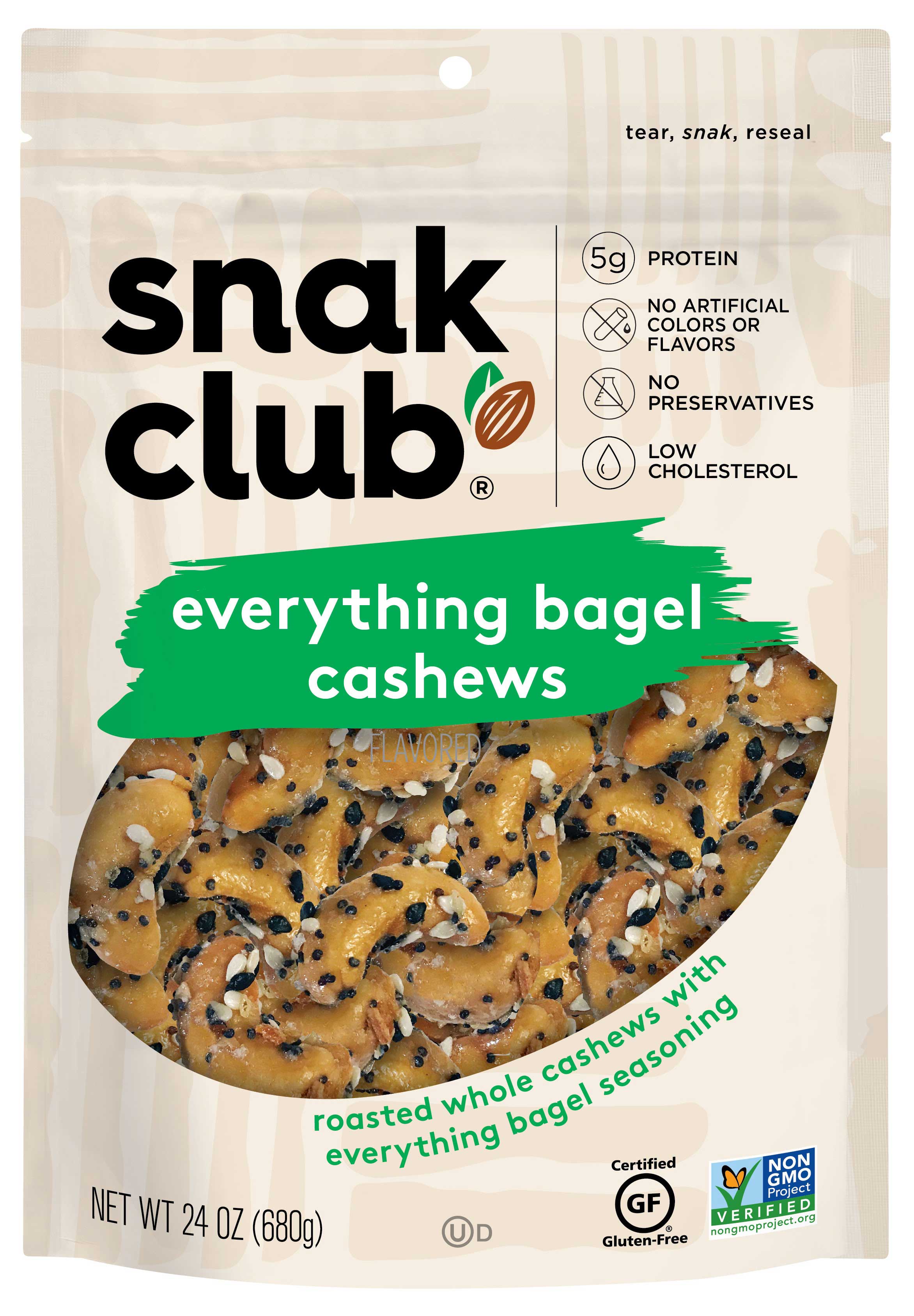 Snak Club Everything Bagel Cashews, 2.5 Ounce -- 6 Per Case