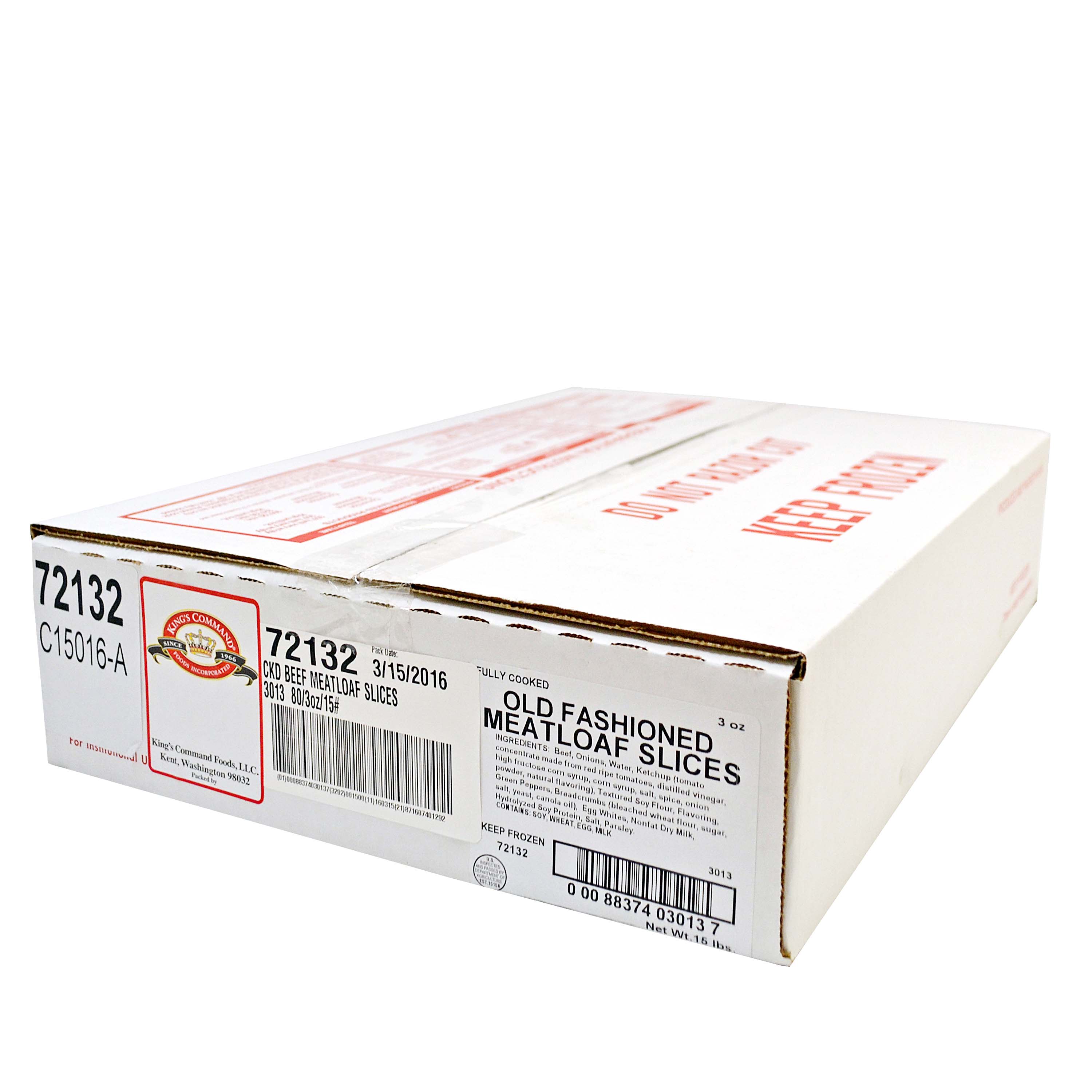 King's Command Foods Country Style Cooked Meatloaf Slice, 3 Ounce -- 80 Per Case