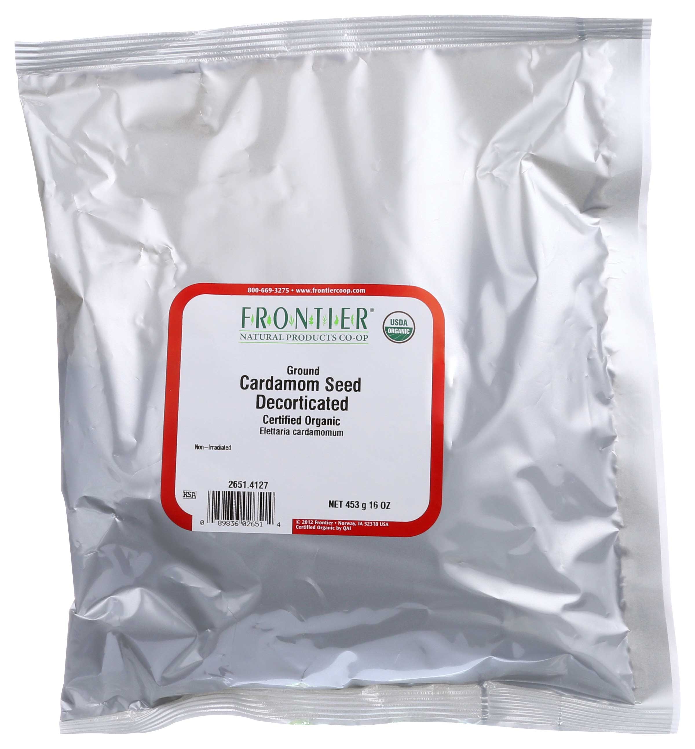 Frontier Herb Organic Bulk Ground Cardamom Seed Powder, 16 Ounce.