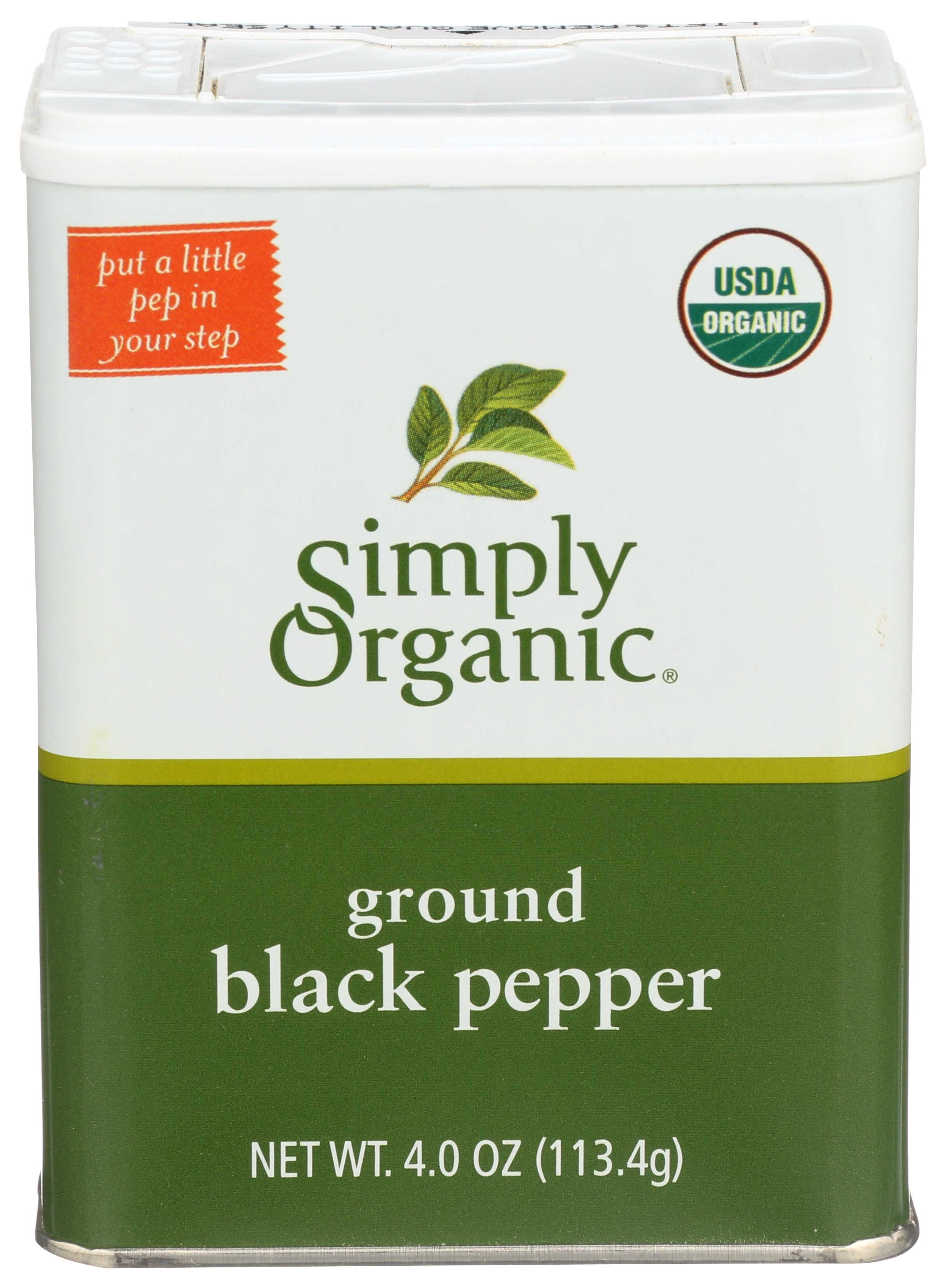 Simply Organic Ground Black Pepper, 4 Ounce Tin -- 6 Per Case