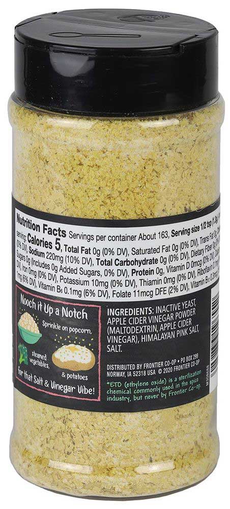 Frontier Himalayan Salt and Apple Cider Vinegar Premium Nutritional Yeast, 7.51 Ounce