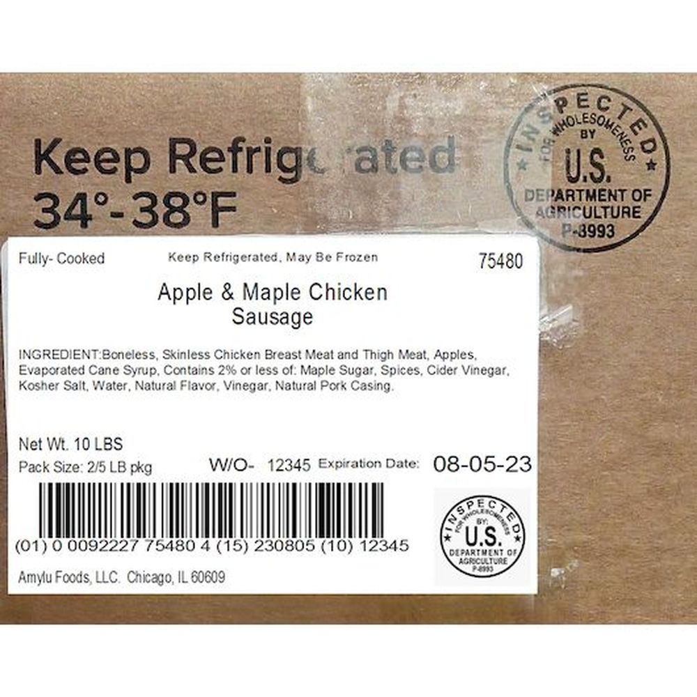 Sausages By Amylu Apple And Maple Chicken Sausage, 10 Pound