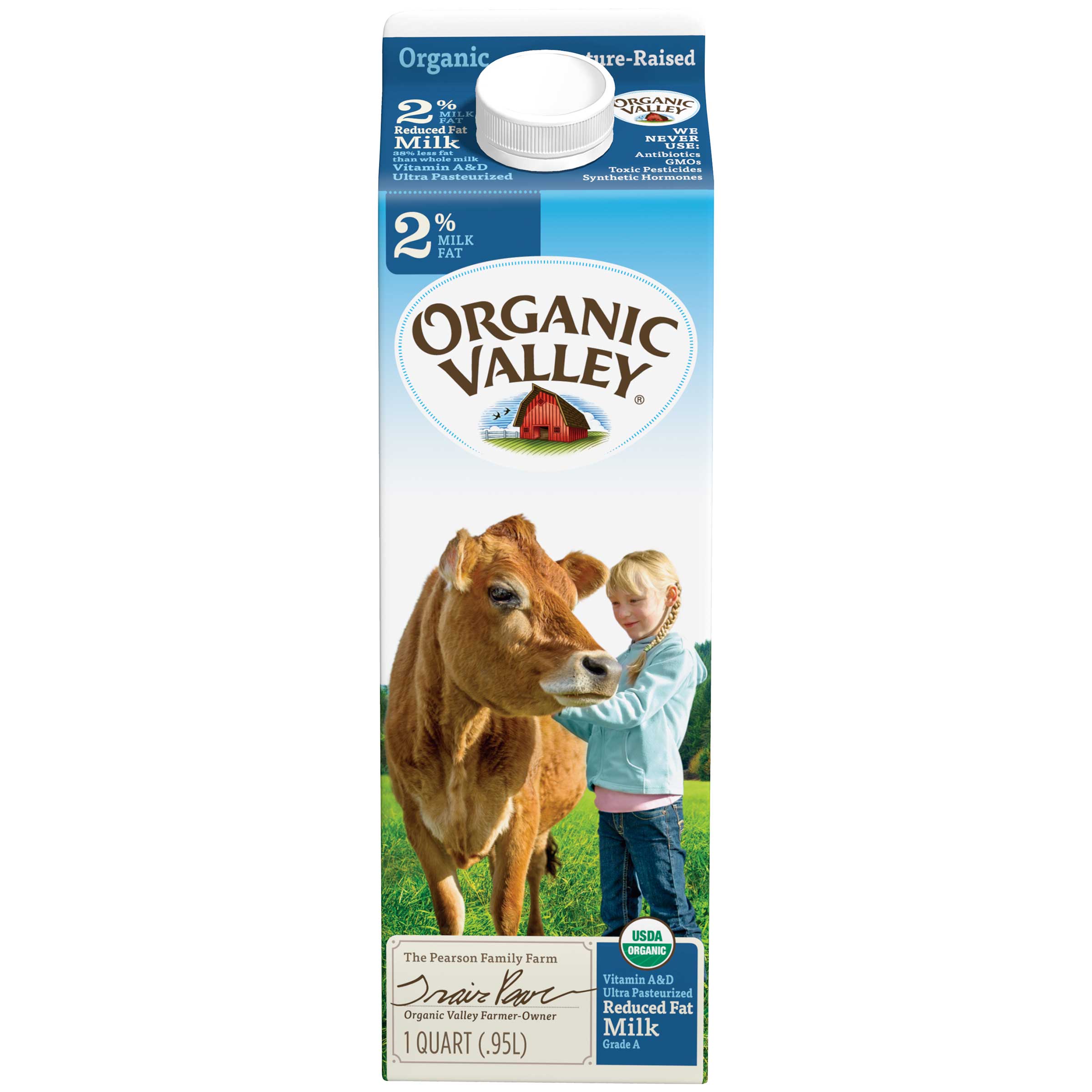 Organic Valley Ultra Pasteurized 2 Percent Reduced Fat Milk, 32 Fluid Ounce -- 12 per case