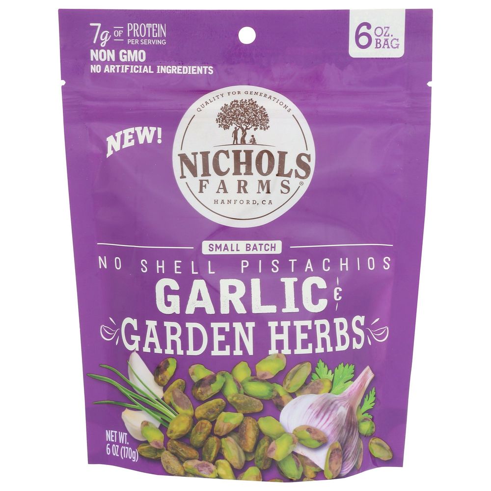 Nichols Farms Garlic and Garden Herbs No Shell Pistachios, 6 Ounce -- 15 per case