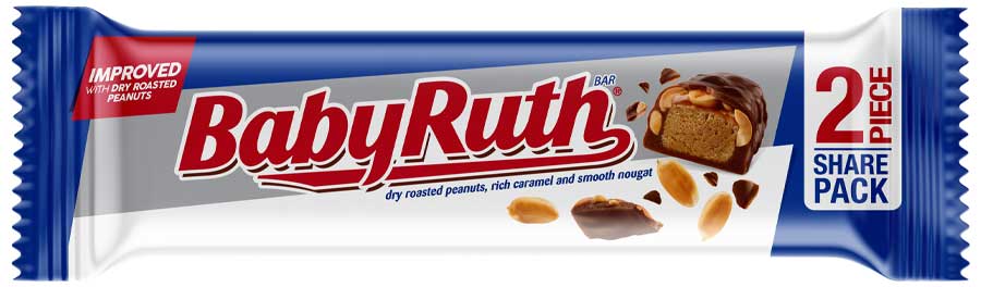 Baby Ruth Chocolate Bar, Share Pack, 3.3 Ounce -- 144 Per Case