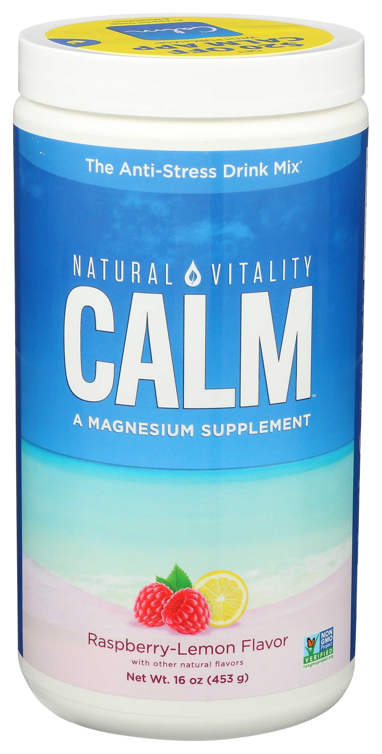 Natural Calm Organic Raspberry Lemon Anti Stress Drink, 16 Ounce