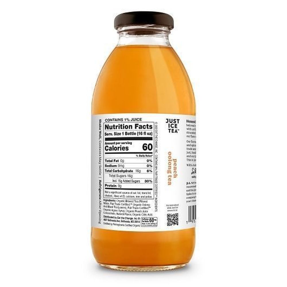 Just Ice Tea Peach Oolong Tea, 16 Fluid Ounce -- 12 Per Case