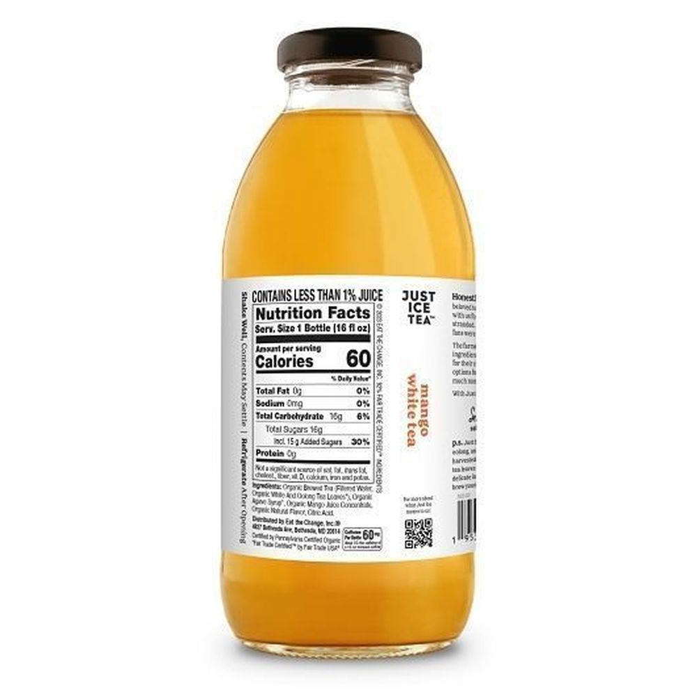 Just Ice Tea Mango White Tea, 16 Fluid Ounce -- 12 Per Case