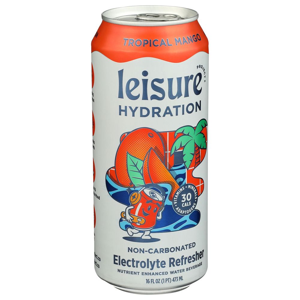 Leisure Tropical Mango Hydration Electrolyte Refresher Water, 16 Fluid Ounce -- 12 Per Case