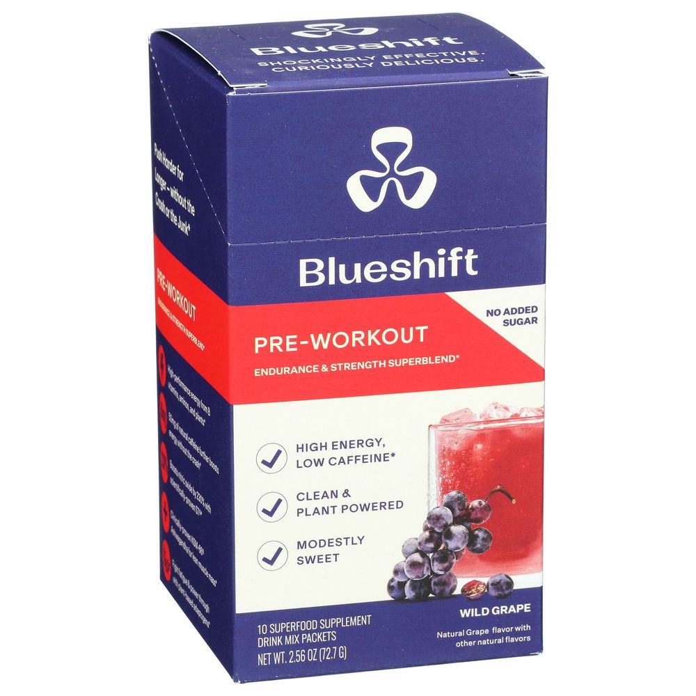 Blueshift Pre-workout Wild Grape Drink Mix, 10 Count