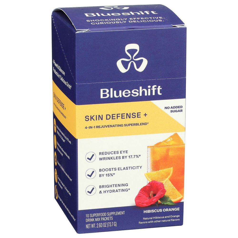 Blueshift Skin Defense Plus Hibiscus Orange Drink Mix, 10 Count