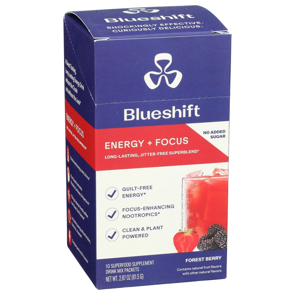 Blueshift Energy Plus Focus Forest Berry Drink Mix, 10 Count