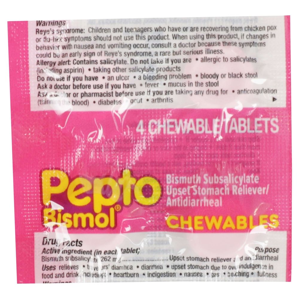 Pepto-bismol Original Flavored Chewable Tablets, 4 Count -- 384 Per Case