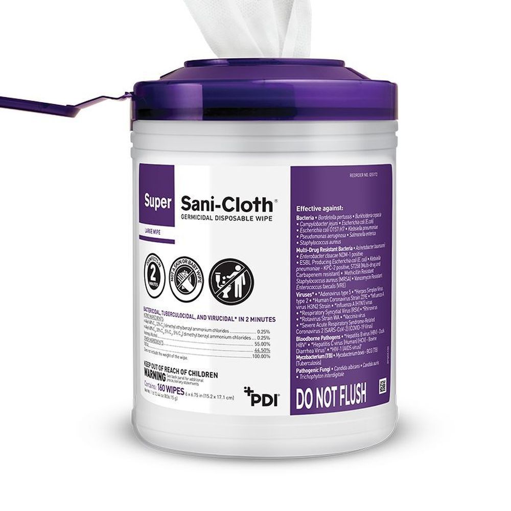 Pdi Super Sani Cloth 55 Percent Alcohol Germicidal Disposable Wipes, 7.5 X 15 Inch -- 450 Per Case