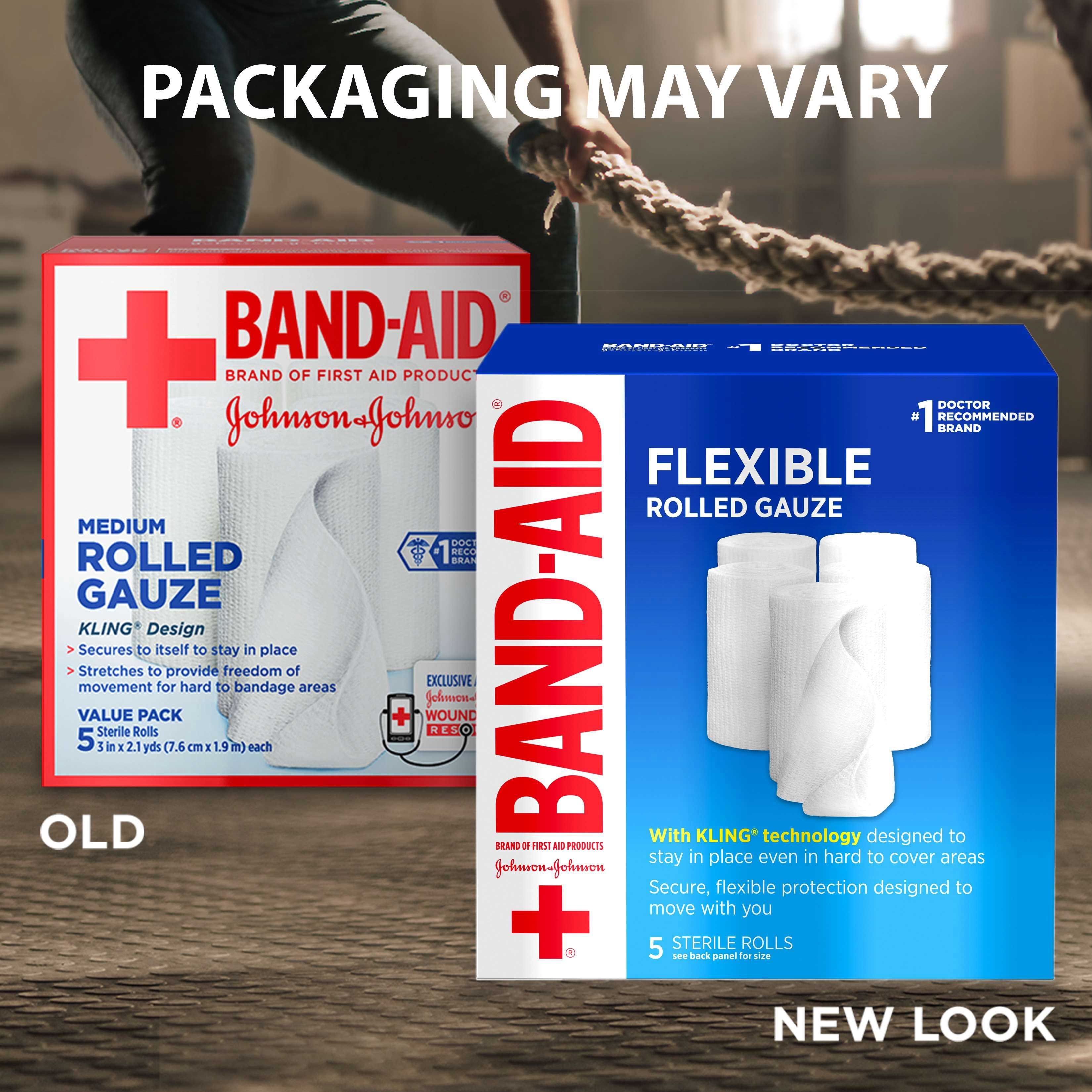 Band-aid Gasa Enrollada Flexible De Primeros Auxilios De 3 Pulgadas X 2.12 Yardas, 5 Unidades -- 12 Por Caja