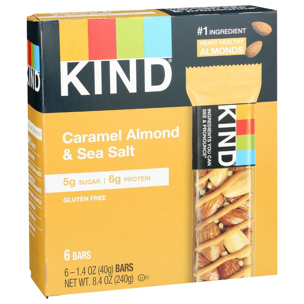 Kind 1.4 Ounce Caramel Almond Sea Salt Snack Bar, 6 count -- 10 per case