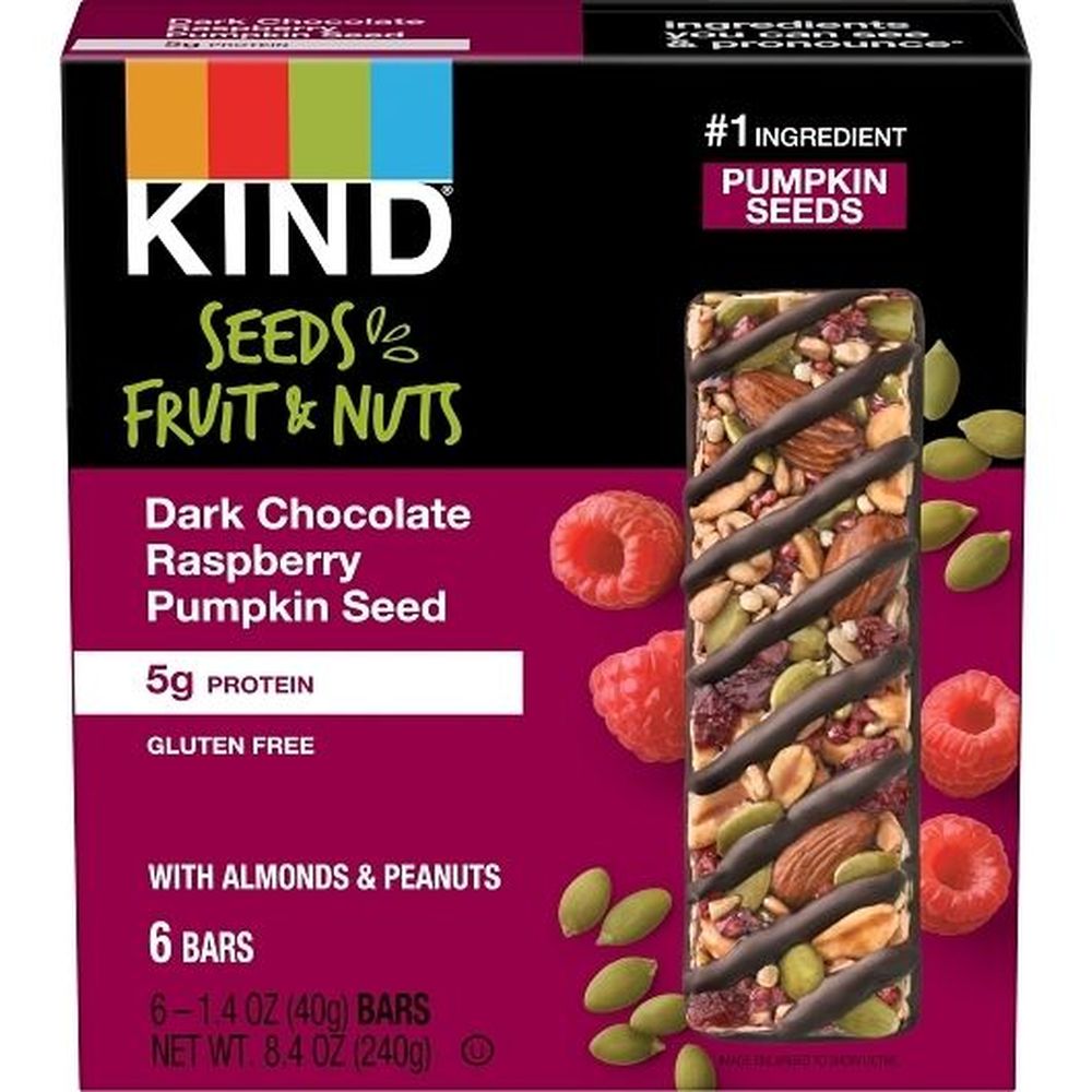 Kind Dark Chocolate Raspberry Pumpkin Seed Snack Bar, 1.4 Ounce -- 36 ...