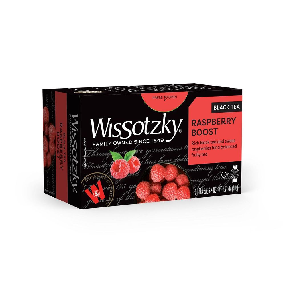 Wissotzky Raspberry Boost Black Tea, 25 Tea Bags -- 12 Per Case