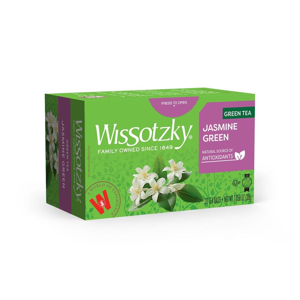 Wissotzky Green Tea With Jasmine, 20 Tea Bags -- 12 Per Case