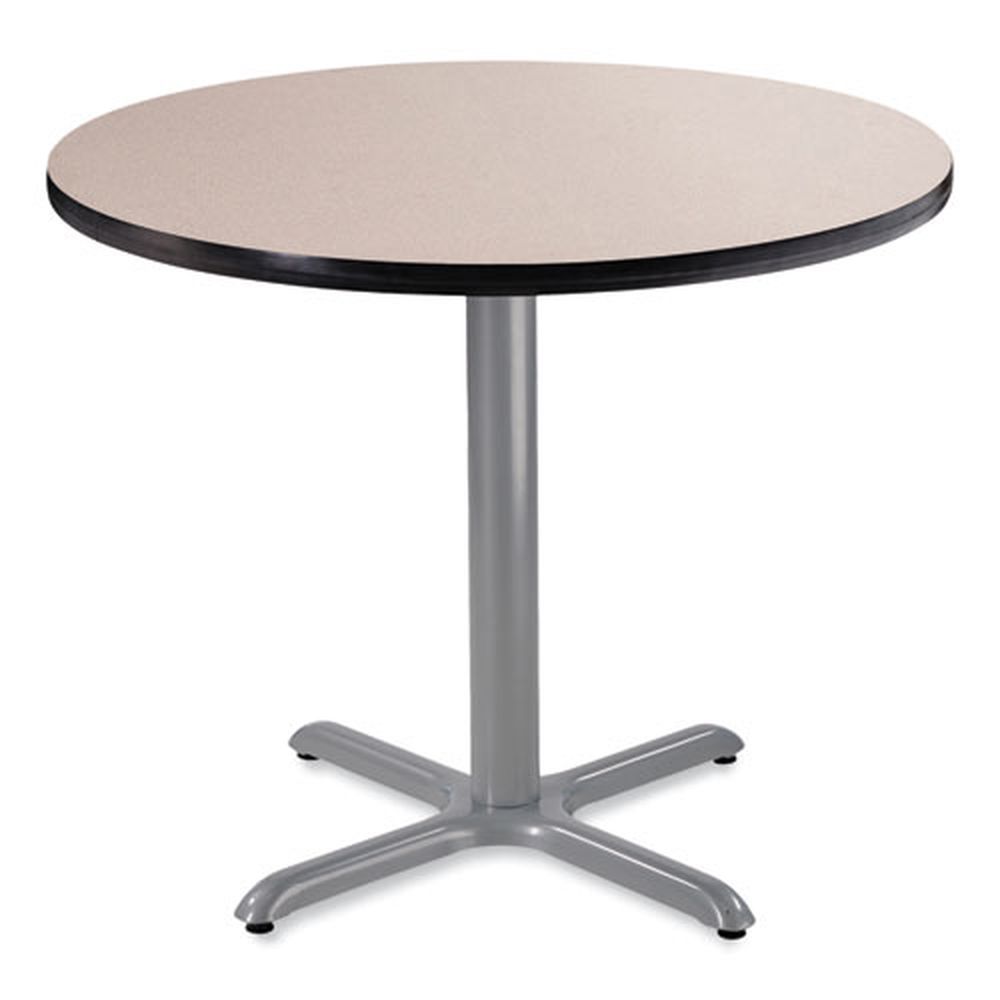 Nps Round Gray Nebula Top And Gray X-base Cafe Table, 36 Inch Diameter X 30 Inch Height