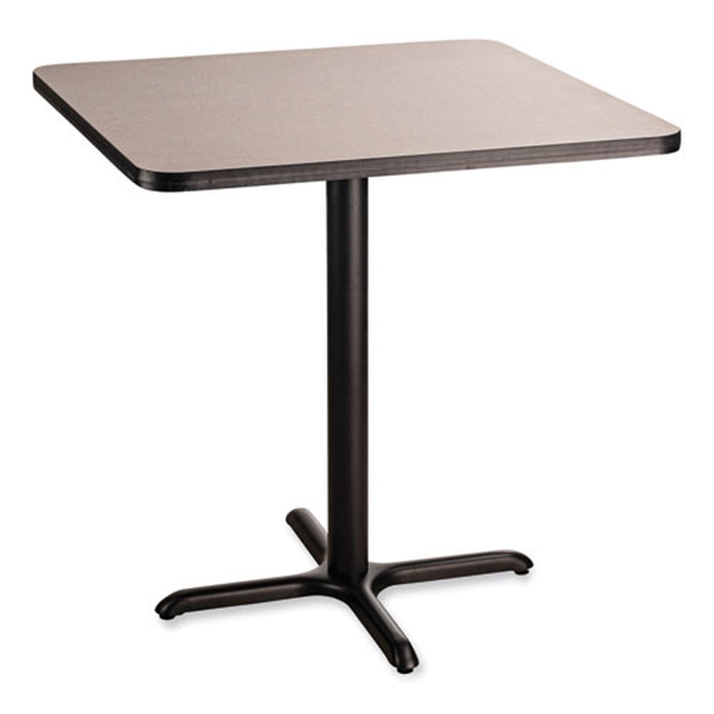 Nps Square Gray Nebula Top And Black X-base Cafe Table, 36 X 36 X 36 Inch