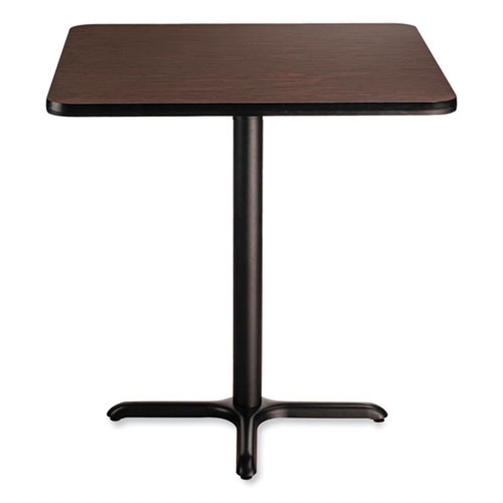 Nps Square Mahogany Top And Black X-base Cafe Table, 36 X 36 X 36 Inch
