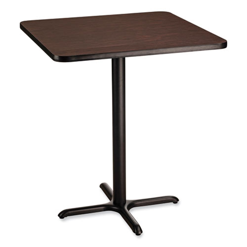 Nps Square Mahogany Top And Black X-base Cafe Table, 36 X 36 X 30 Inch