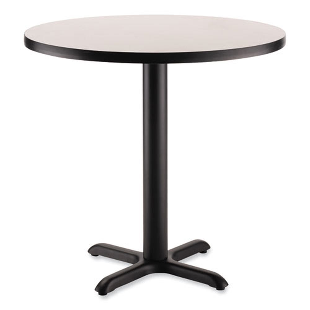 Nps Round Gray Nebula Top And Black X-base Cafe Table, 36 Inch Diameter X 30 Inch Height