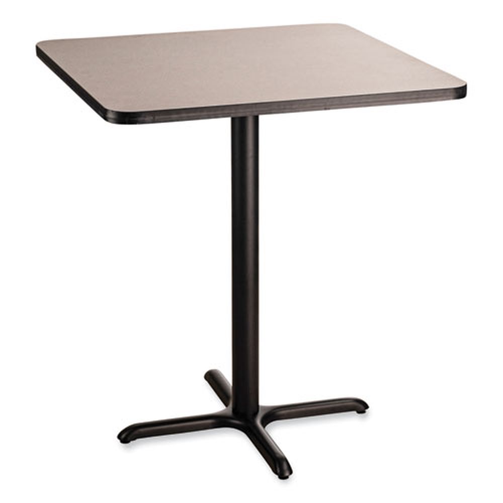 Nps Square Gray Nebula Top And Black X-base Cafe Table, 36 X 36 X 42 Inch