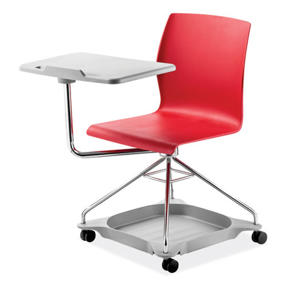Nps Cogo Red Seat/back Chrome Frame Mobile Tablet Chair, Supports Up To 440 Pound