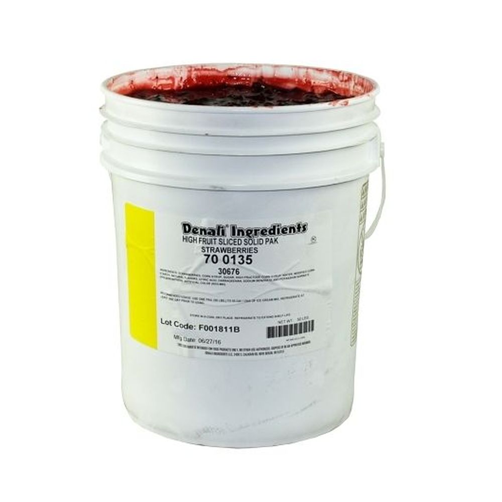 Denali High Fruit Sliced Strawberry, Solid Pak, 5 Gallon