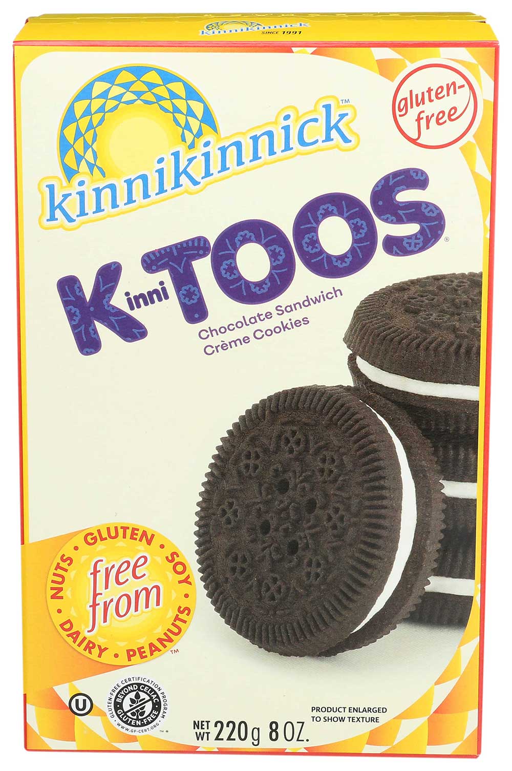 Kinnikinnick Foods Chocolate Sandwich Cream Kinnitoos Cookies, 8 Ounce -- 6 Per Case
