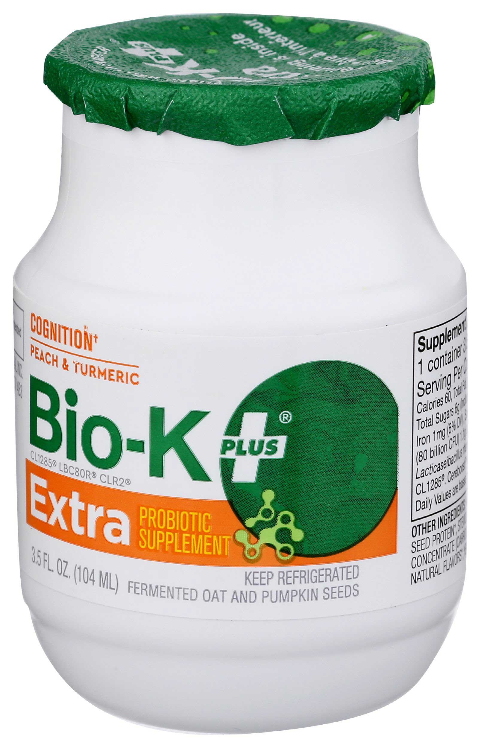 Bio-k Plus Peach And Turmeric With Oat And Pumpkin Seeds Probiotic Drink, 3.5 Fluid Ounce, 6 Count -- 4 Per Case