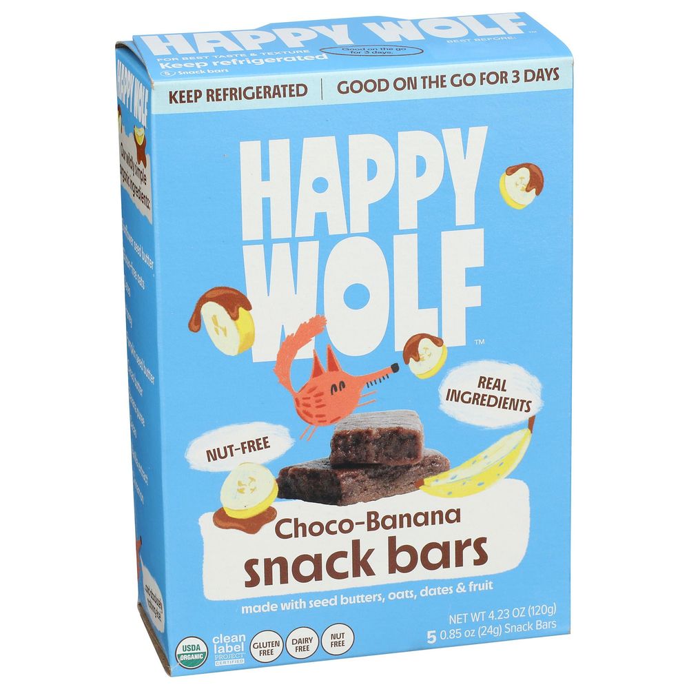 Happy Wolf 0.85 Ounce Organic Fridge Fresh Chocolate Banana Bar, 5 Count -- 6 Per Case