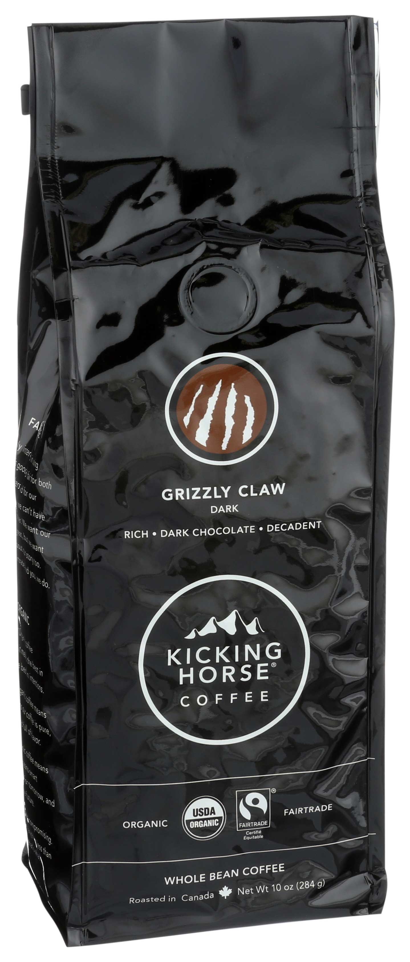 Kicking Horse Organic Grizzly Claw Dark Roast Whole Bean Coffee, 10 Ounce -- 6 Per Case