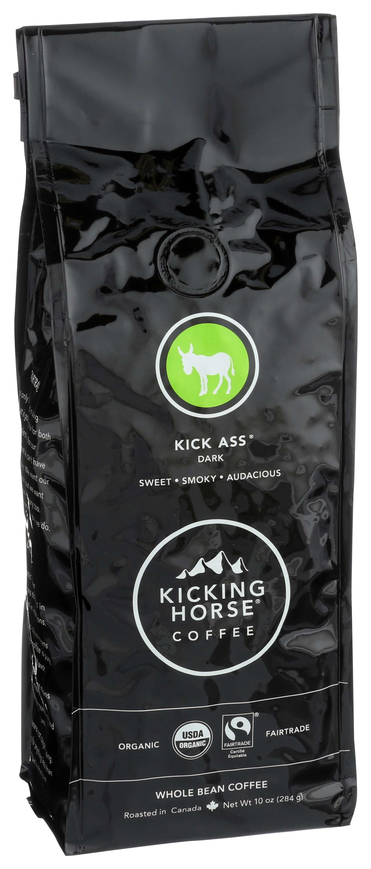 Kicking Horse Organic Kick Ass Dark Roast Whole Bean Coffee, 10 Ounce -- 6 Per Case