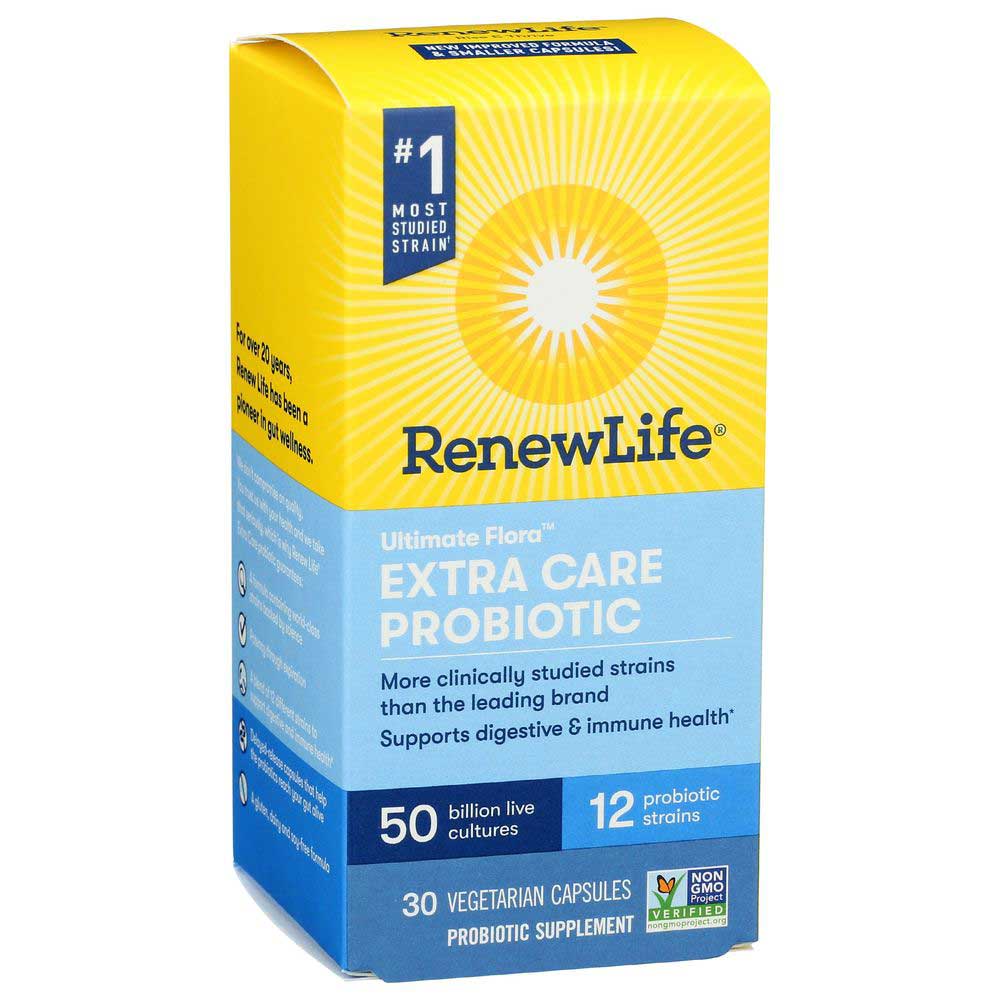 Renewlife Ultimate Flora Extra Care Probiotic 50 Billion Capsule, 30 Vegetarian Capsules -- 6 Per Case
