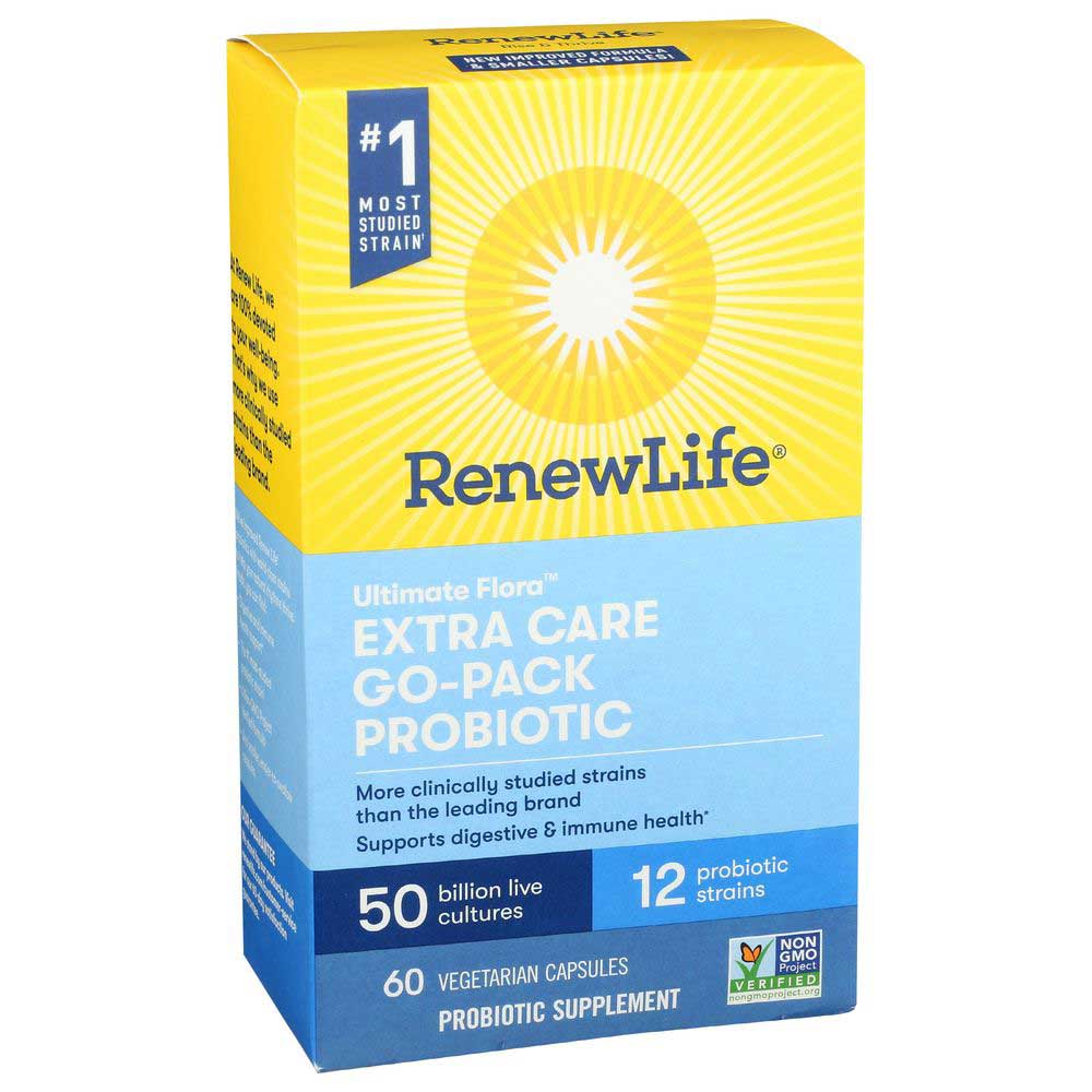 Renewlife Ultimate Flora Extra Care Go Pack Probiotic 50 Billion Capsule, 60 Vegetarian Capsules