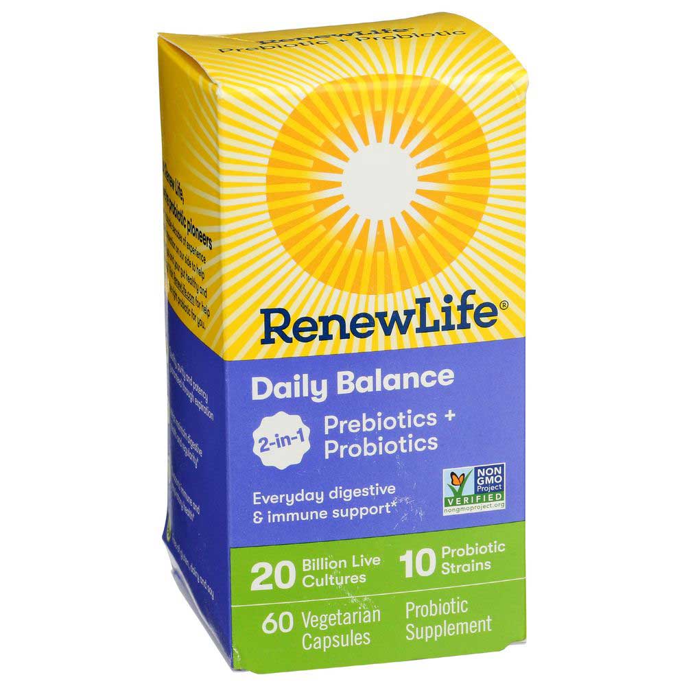 Renewlife Daily Balance 2-in-1 Prebiotics And Probiotics Capsule, 60 Vegetarian Capsules -- 6 Per Case