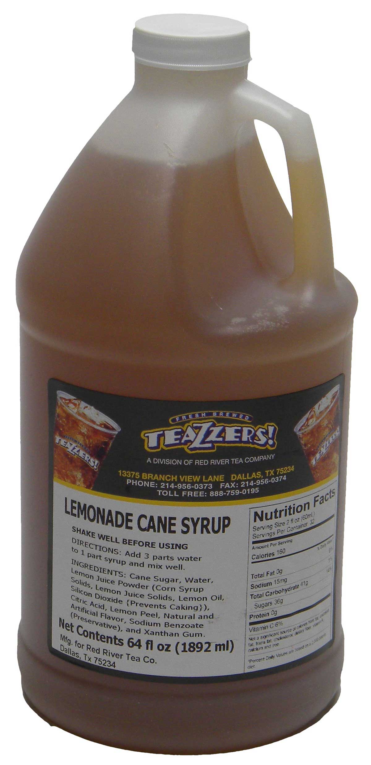 Teazzers Lemonade Cane Syrup, 64 Ounce -- 6 per case.