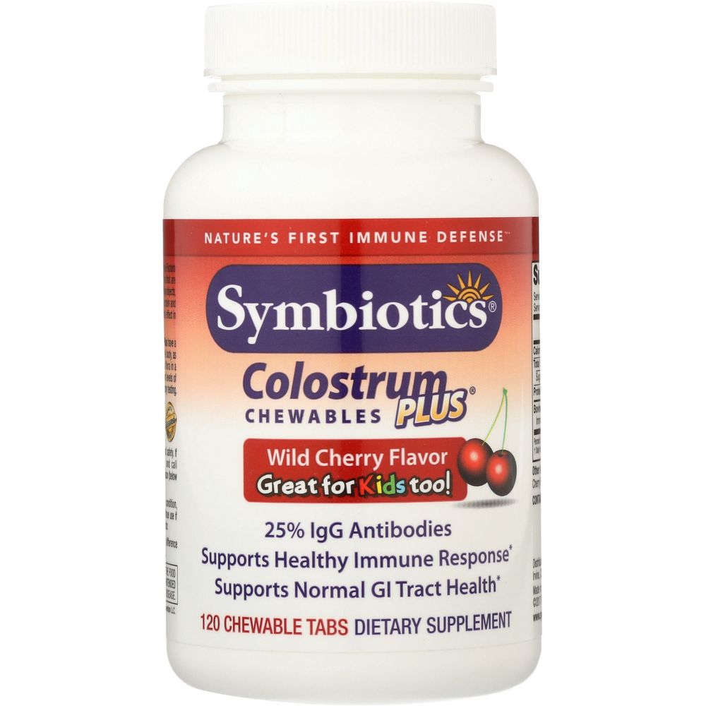 Symbiotics Colostrum Plus Wild Cherry Chewable Tabs, 120 Count