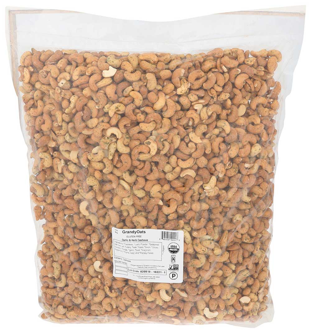 Grandyoats Organic Garlic Herb Roasted Cashew, 10 Pound