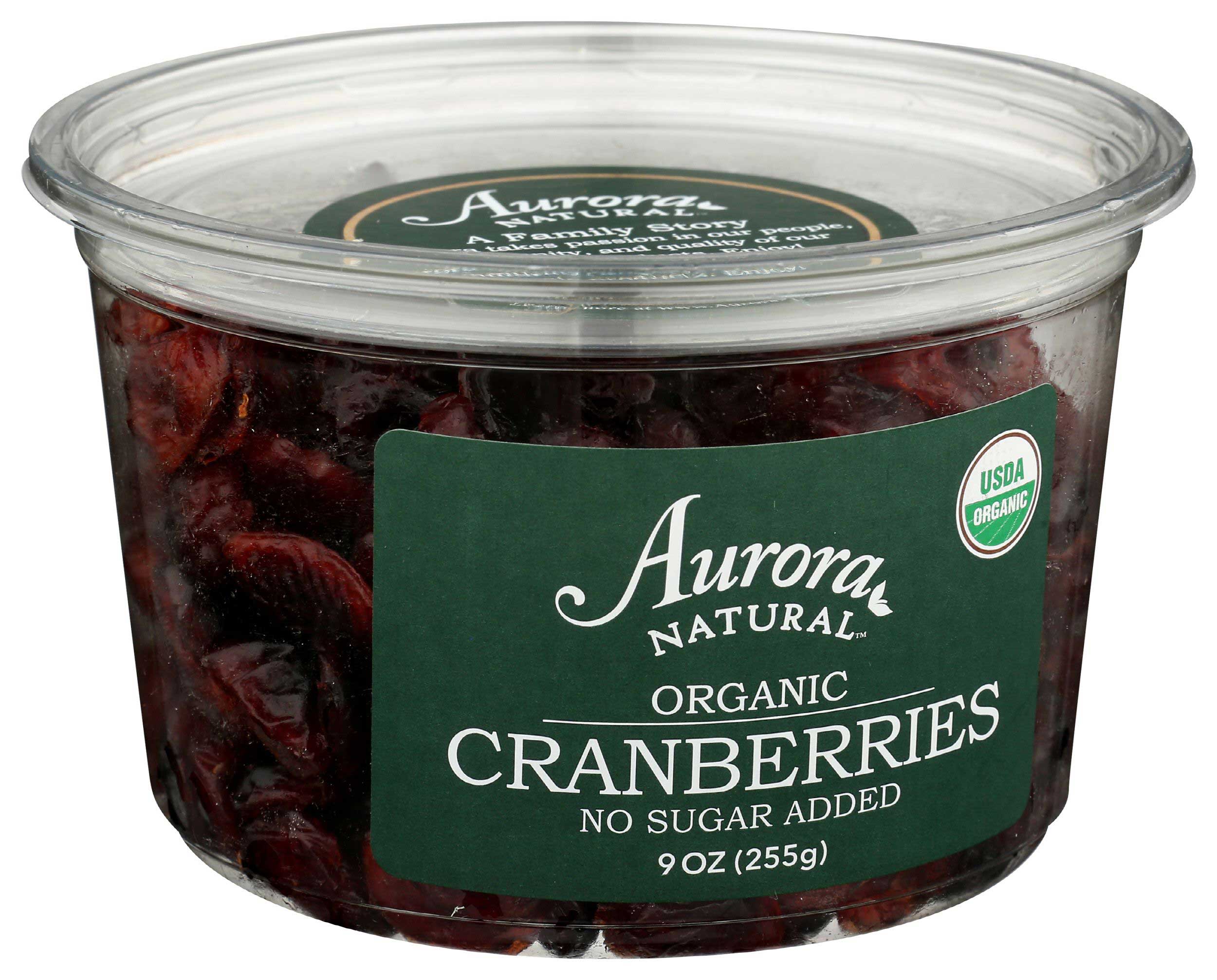 Aurora Natural Organic No Sugar Added Cranberries, 9 Ounce -- 12 Per Case